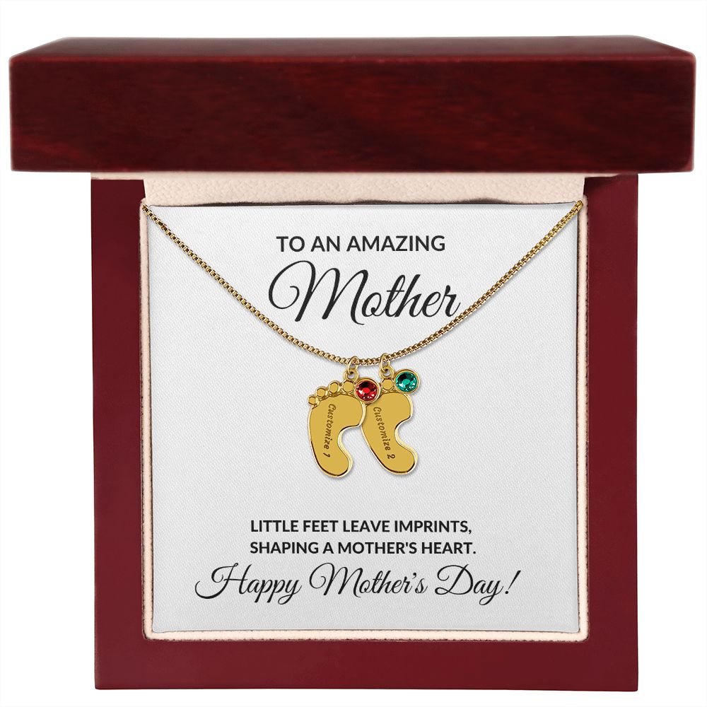 Happy Mother's Day Personalized Birthstone Baby Feet Necklace Gift-[Heartfelt Family Gift]
