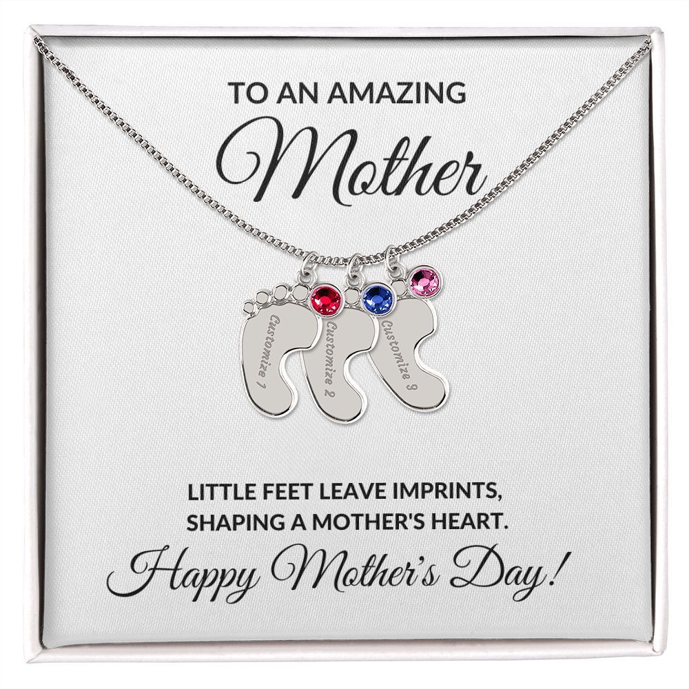 Happy Mother's Day Personalized Birthstone Baby Feet Necklace Gift-[Heartfelt Family Gift]