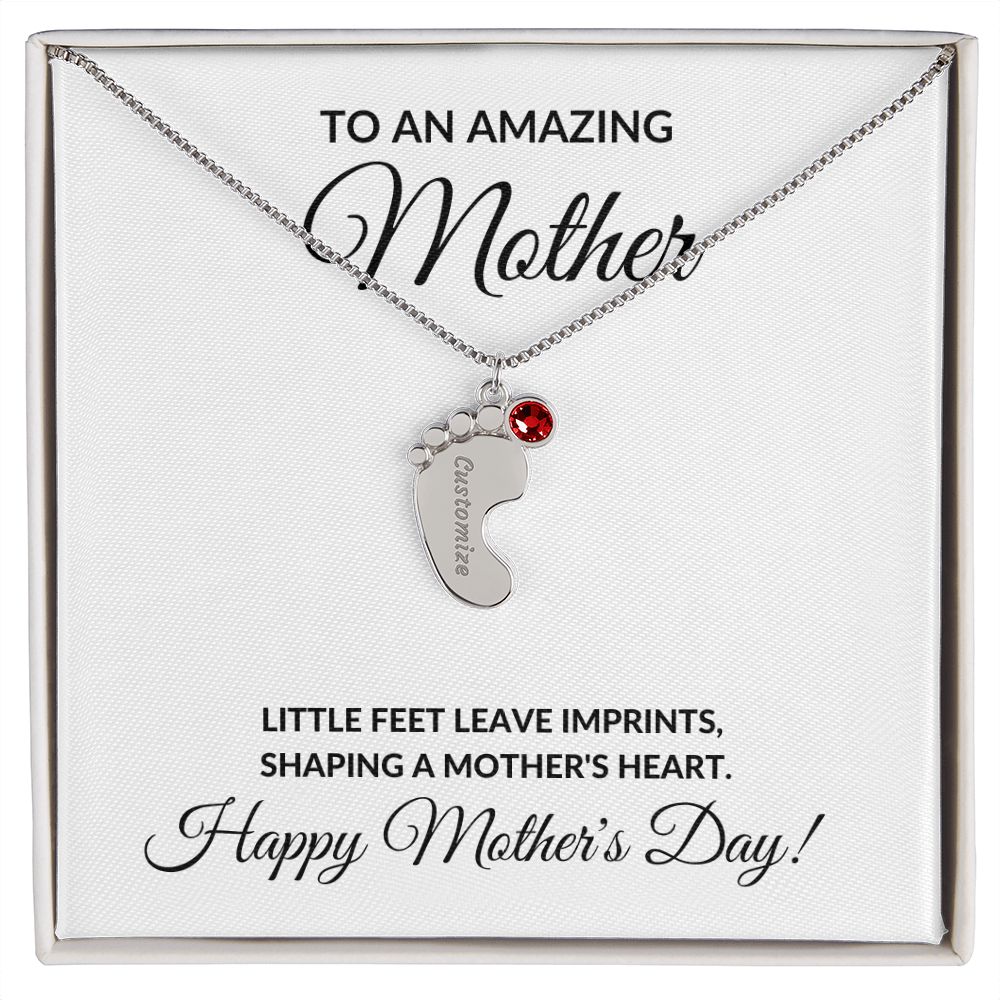 Happy Mother's Day Personalized Birthstone Baby Feet Necklace Gift-[Heartfelt Family Gift]