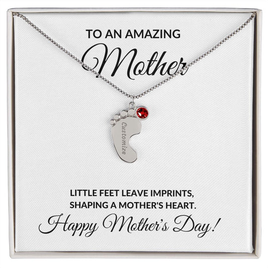 Happy Mother's Day Personalized Birthstone Baby Feet Necklace Gift-[Heartfelt Family Gift]