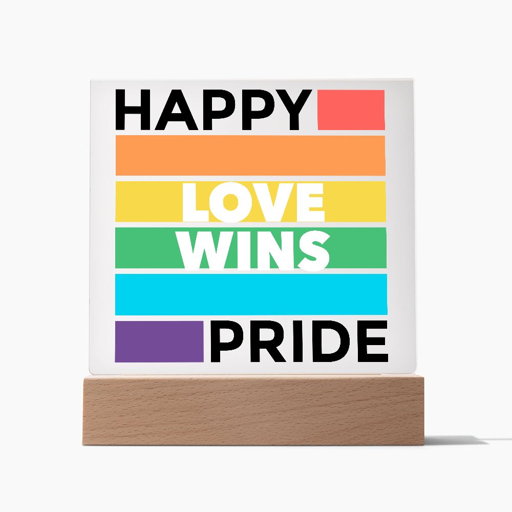 Happy Pride Month  Love Wins Light Acrylic Sign-[Heartfelt Family Gift]