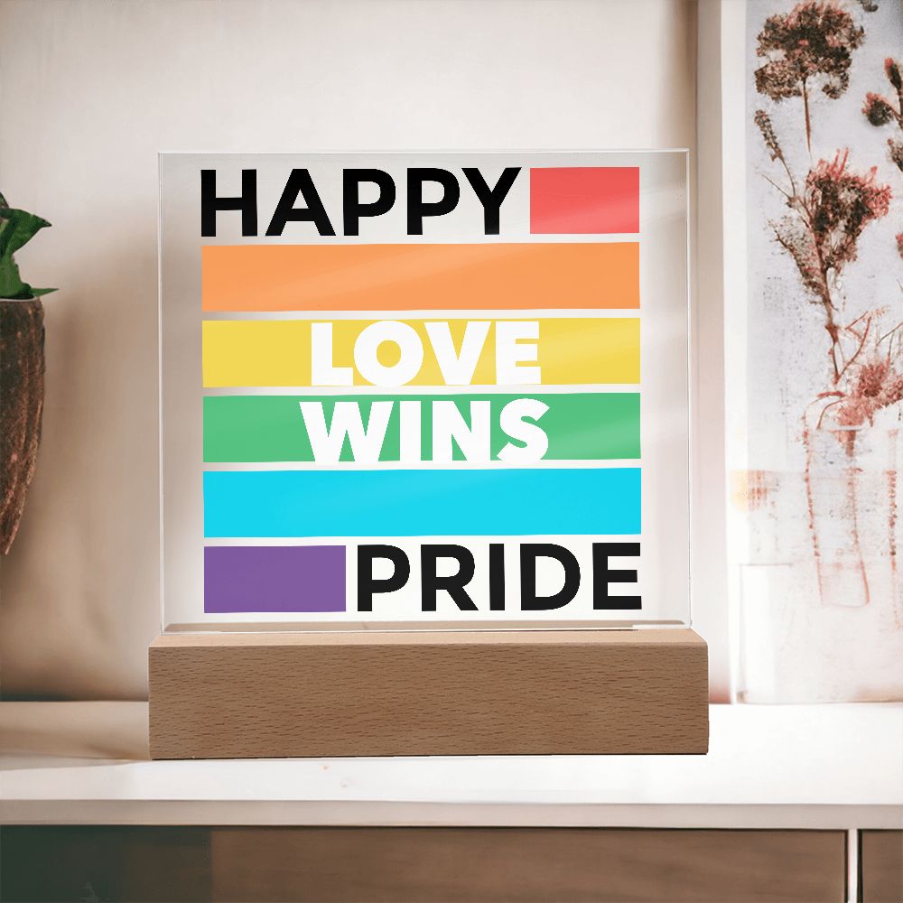 Happy Pride Month  Love Wins Light Acrylic Sign-[Heartfelt Family Gift]