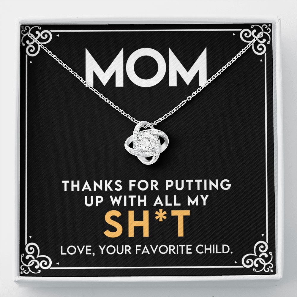 Humorous Gift For Mom From The Favorite Child -Love Knot Necklace-[Heartfelt Family Gift]
