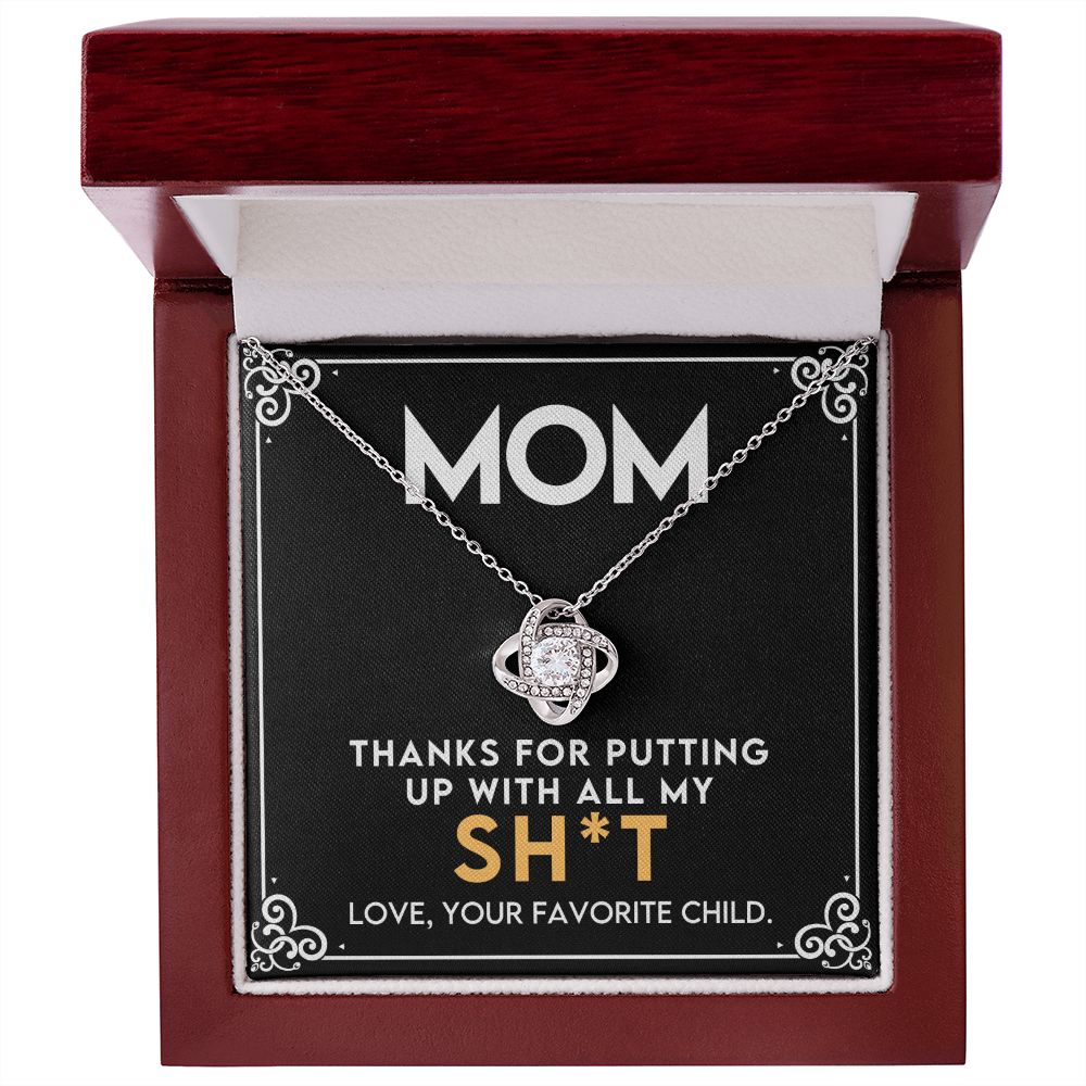Humorous Gift For Mom From The Favorite Child -Love Knot Necklace-[Heartfelt Family Gift]