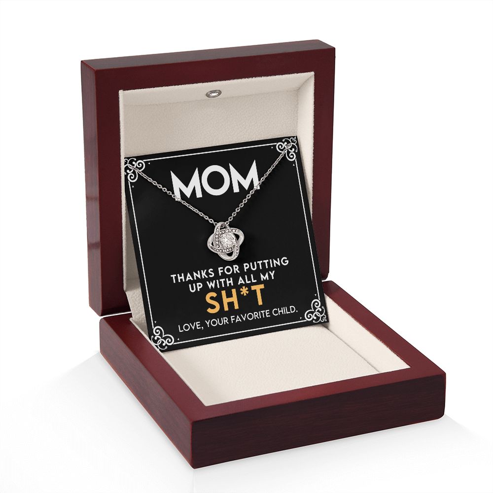 Humorous Gift For Mom From The Favorite Child -Love Knot Necklace-[Heartfelt Family Gift]