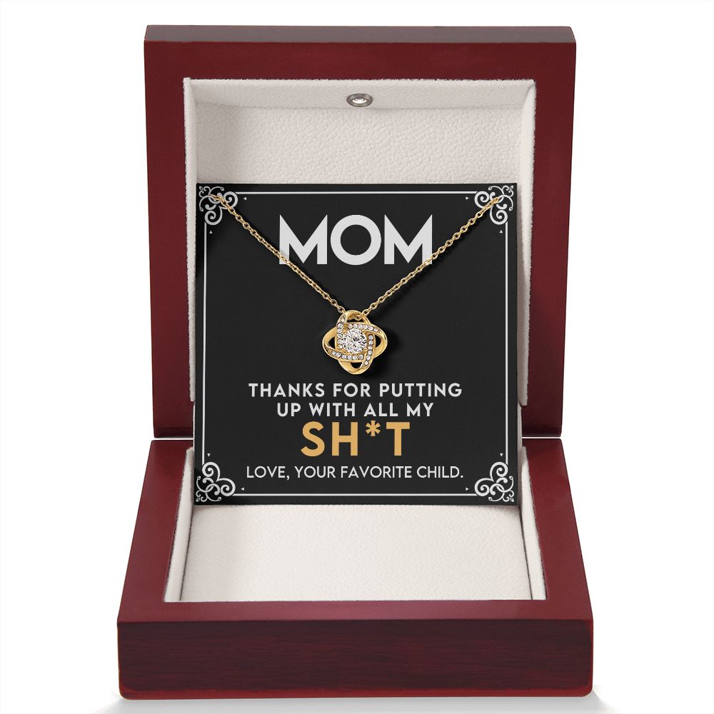 Humorous Gift For Mom From The Favorite Child -Love Knot Necklace-[Heartfelt Family Gift]