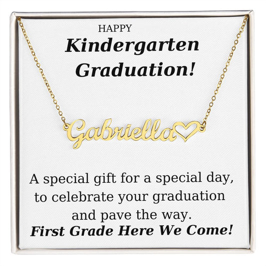 Kindergarten Graduation Gift, Personalized Name Necklace With Heart-[Heartfelt Family Gift]