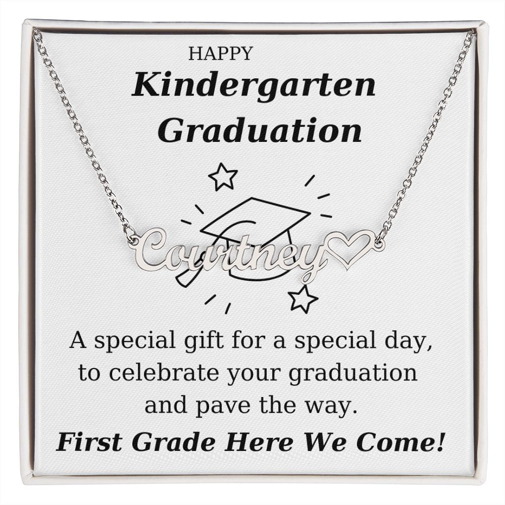 Kindergarten Graduation - Personalized Name Necklace With Heart-[Heartfelt Family Gift]