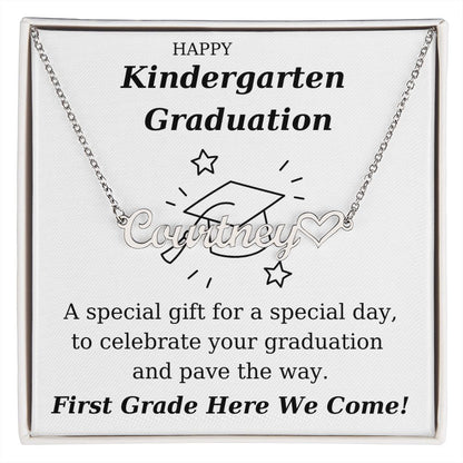 Kindergarten Graduation - Personalized Name Necklace With Heart-[Heartfelt Family Gift]
