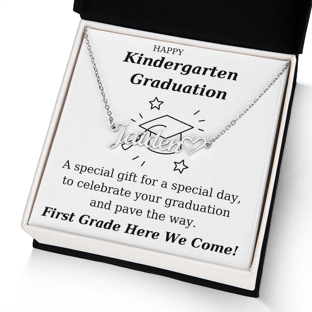 Kindergarten Graduation - Personalized Name Necklace With Heart-[Heartfelt Family Gift]