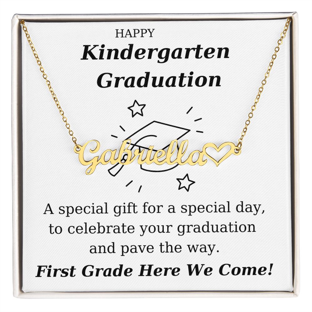 Kindergarten Graduation - Personalized Name Necklace With Heart-[Heartfelt Family Gift]