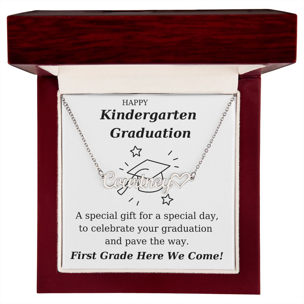 Kindergarten Graduation - Personalized Name Necklace With Heart-[Heartfelt Family Gift]
