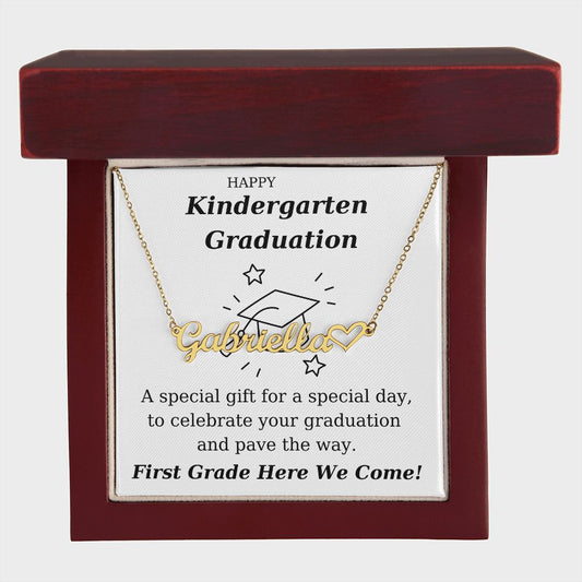 Kindergarten Graduation - Personalized Name Necklace With Heart-[Heartfelt Family Gift]