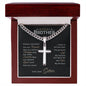 Little Brother love your lord with all your strength Personalized Cross Necklace with Cuban Chain-[Heartfelt Family Gift]