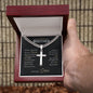 Little Brother love your lord with all your strength Personalized Cross Necklace with Cuban Chain-[Heartfelt Family Gift]