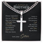 Little Brother love your lord with all your strength Personalized Cross Necklace with Cuban Chain-[Heartfelt Family Gift]