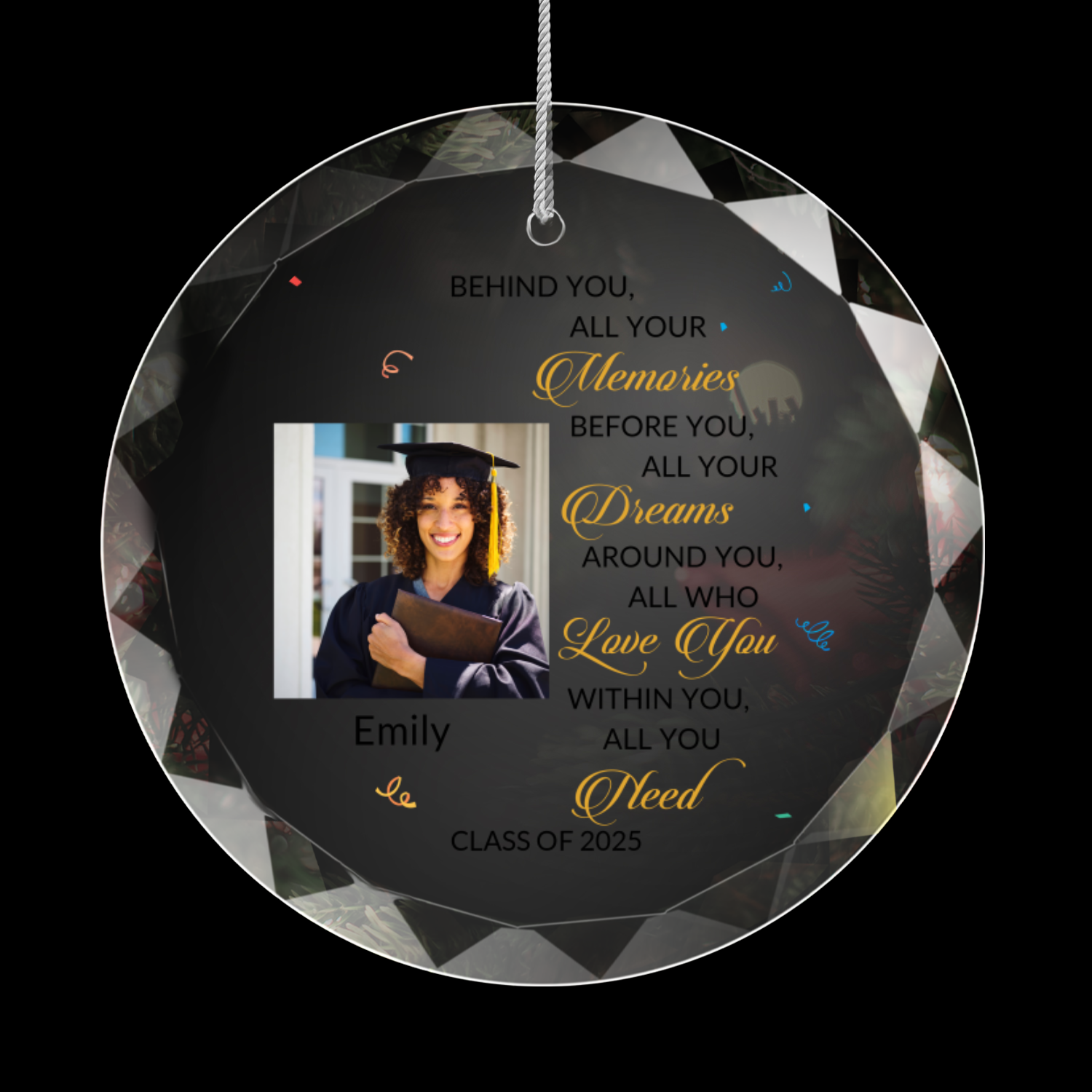 Graduation Glass Ornament With Gift Box-[Heartfelt Family Gift]