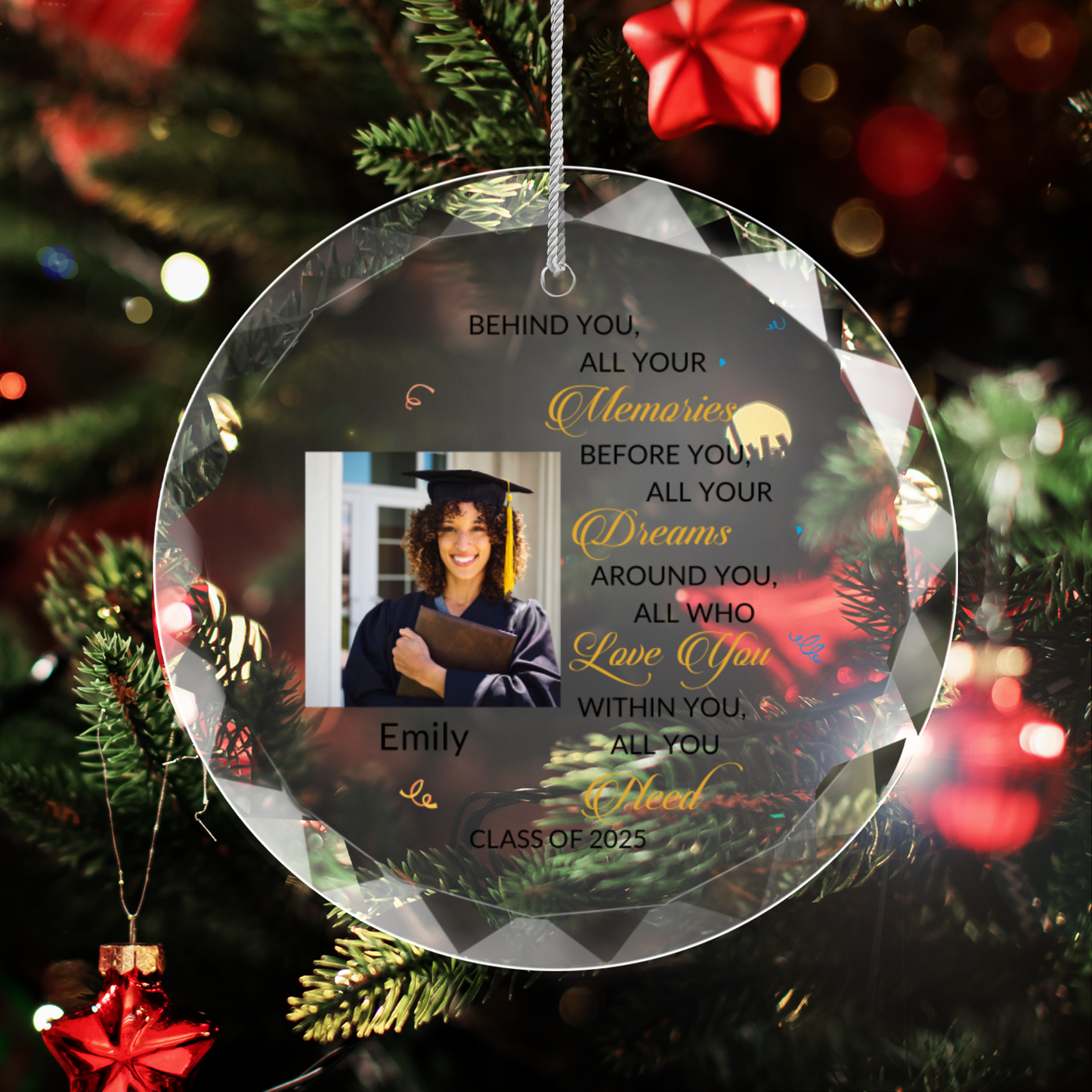 Graduation Glass Ornament With Gift Box-[Heartfelt Family Gift]