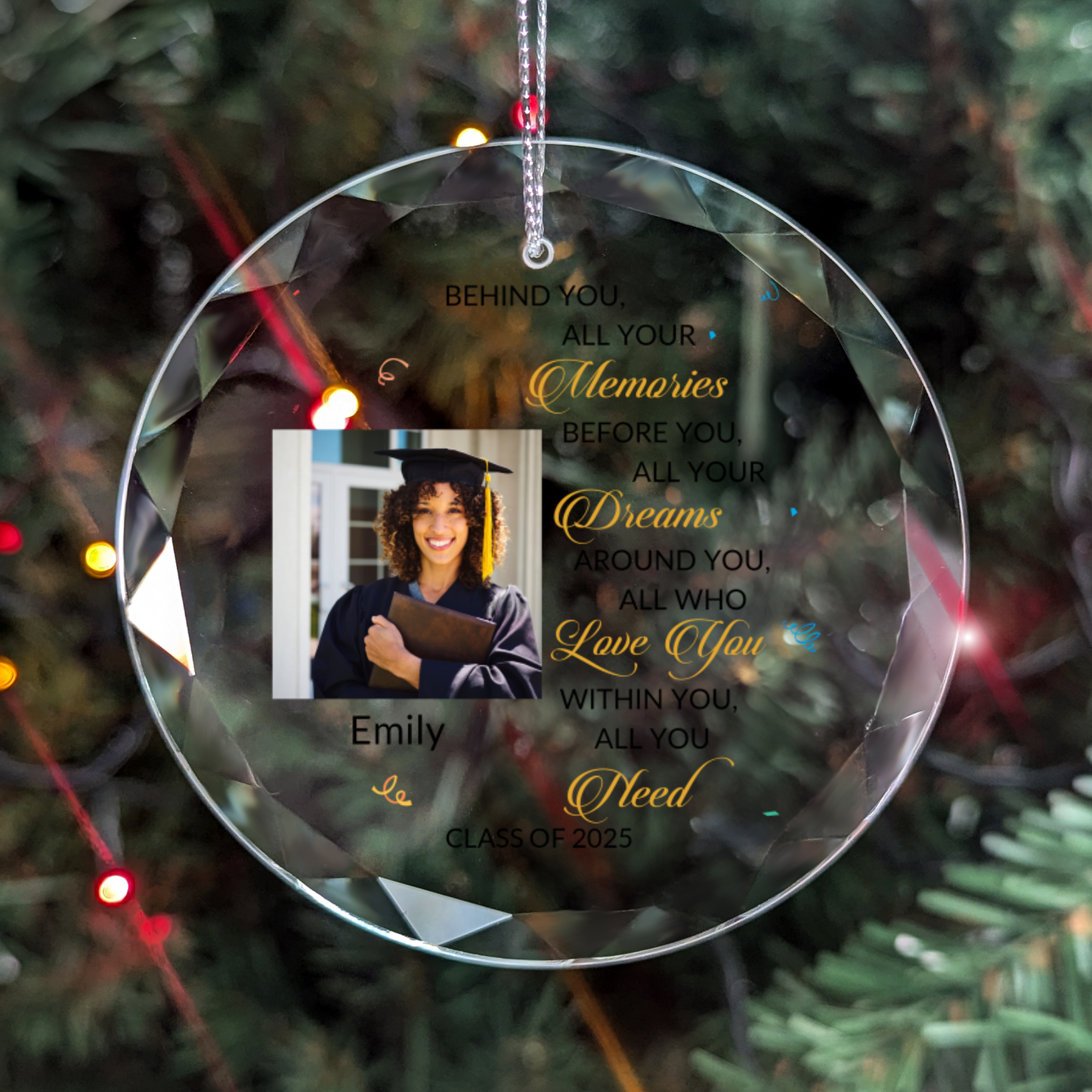 Graduation Glass Ornament With Gift Box-[Heartfelt Family Gift]