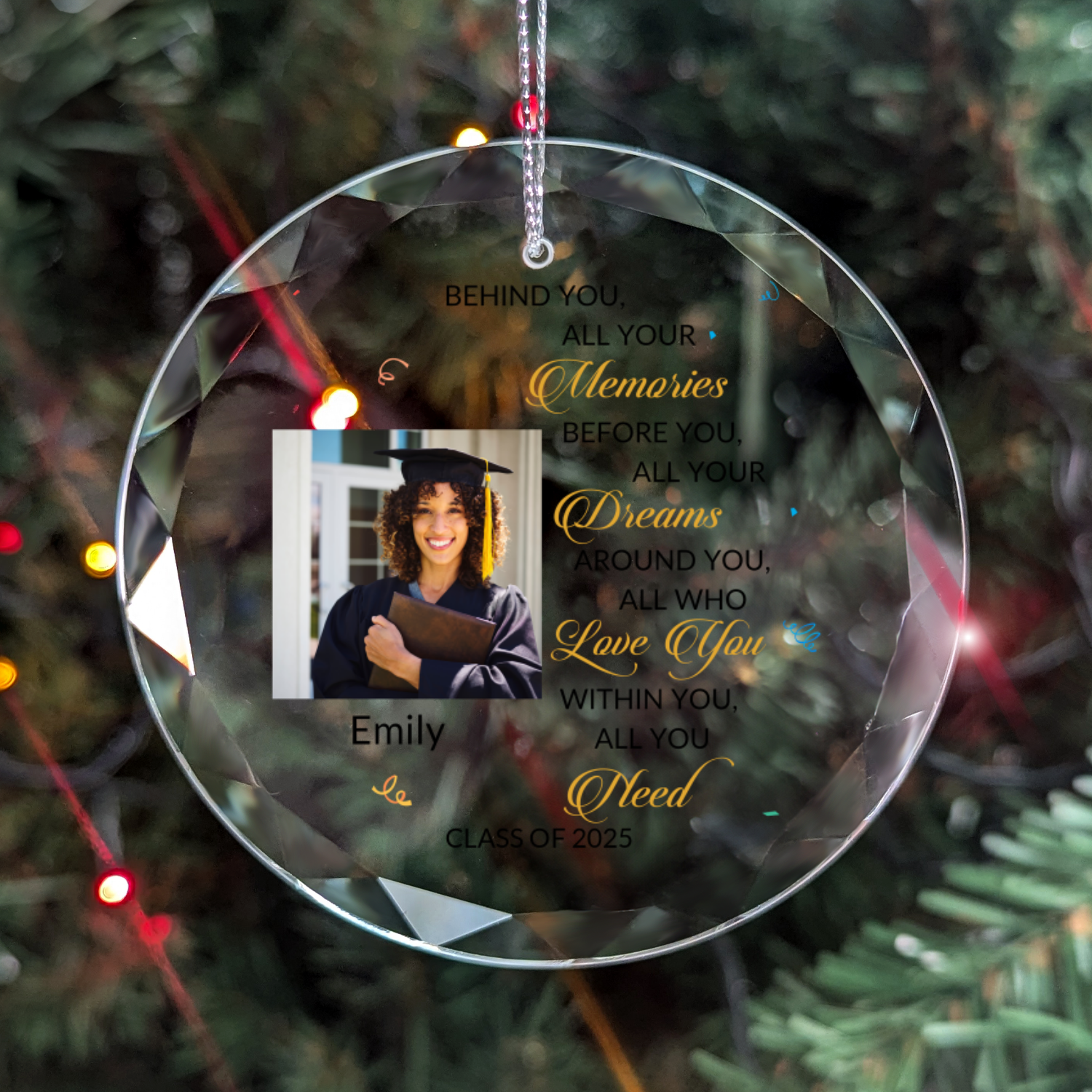 Graduation Glass Ornament With Gift Box-[Heartfelt Family Gift]