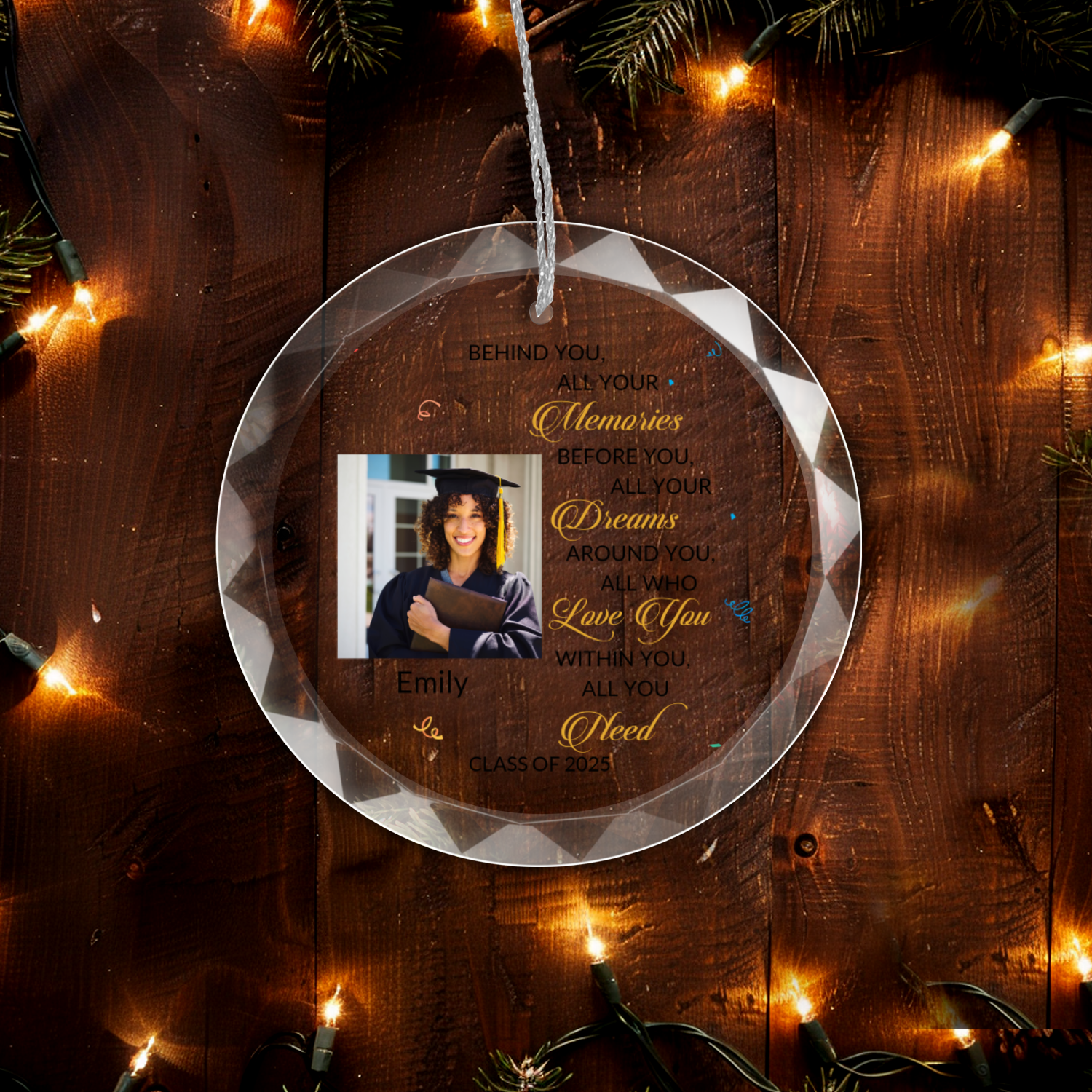 Graduation Glass Ornament With Gift Box-[Heartfelt Family Gift]