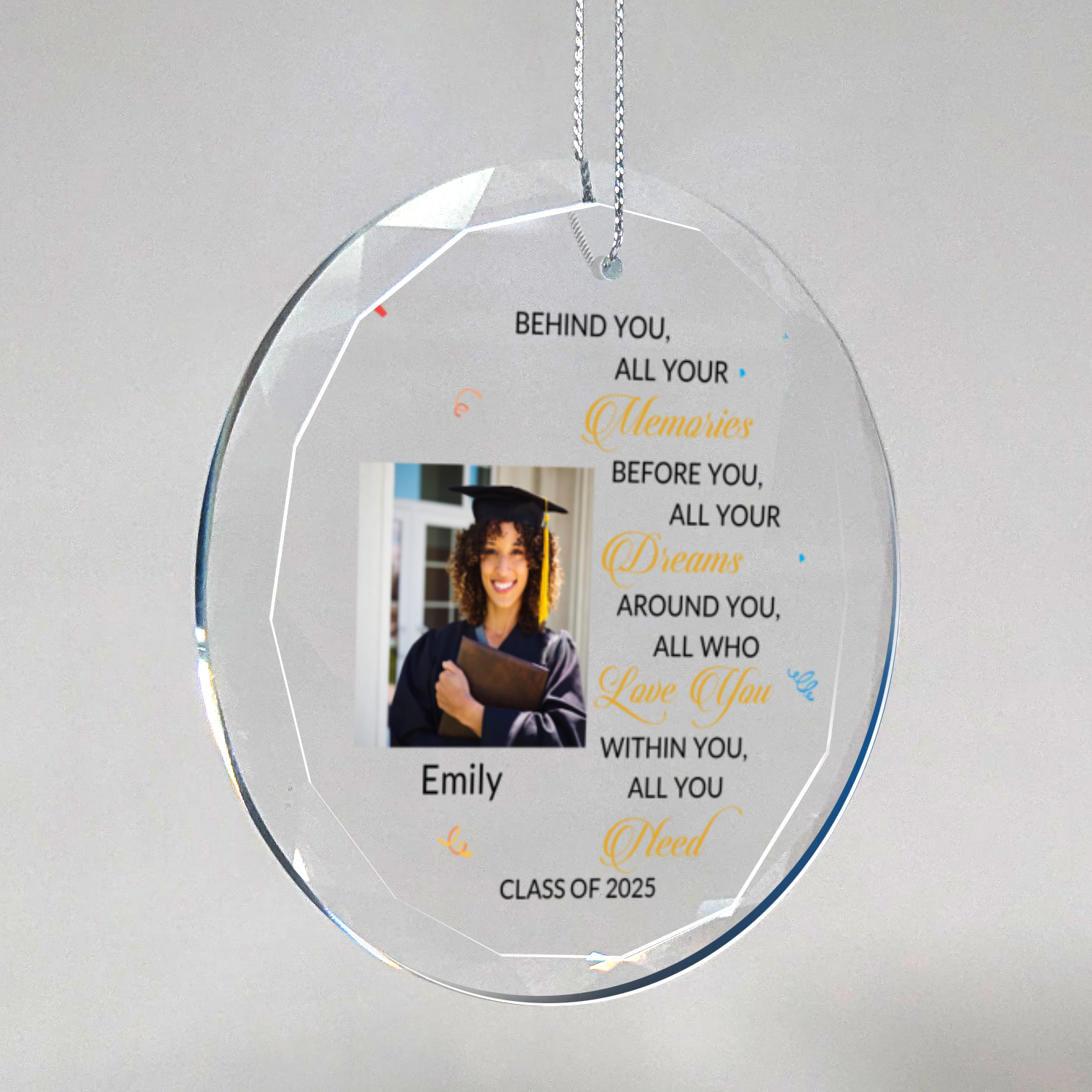 Graduation Glass Ornament With Gift Box-[Heartfelt Family Gift]