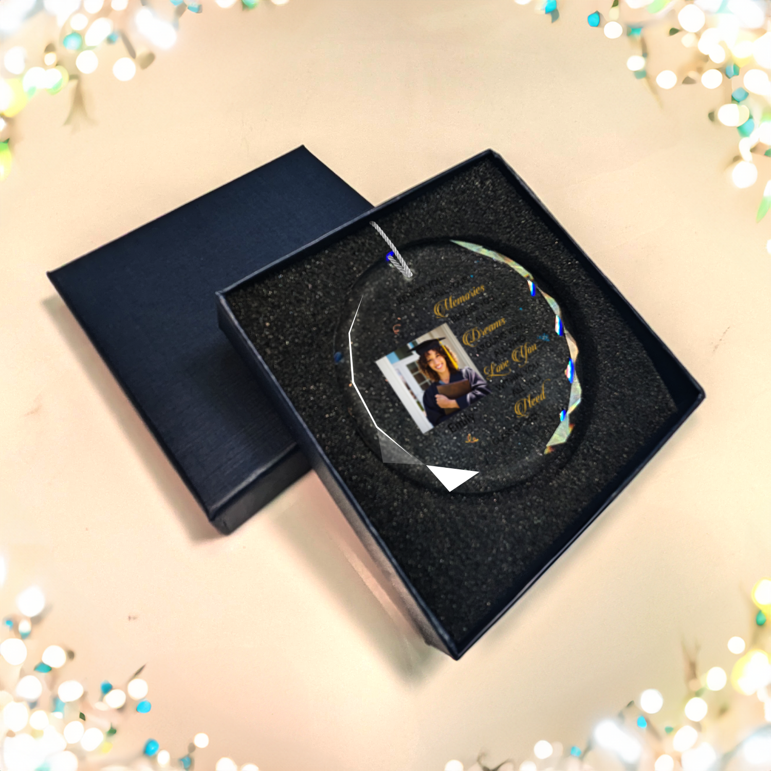 Graduation Glass Ornament With Gift Box-[Heartfelt Family Gift]