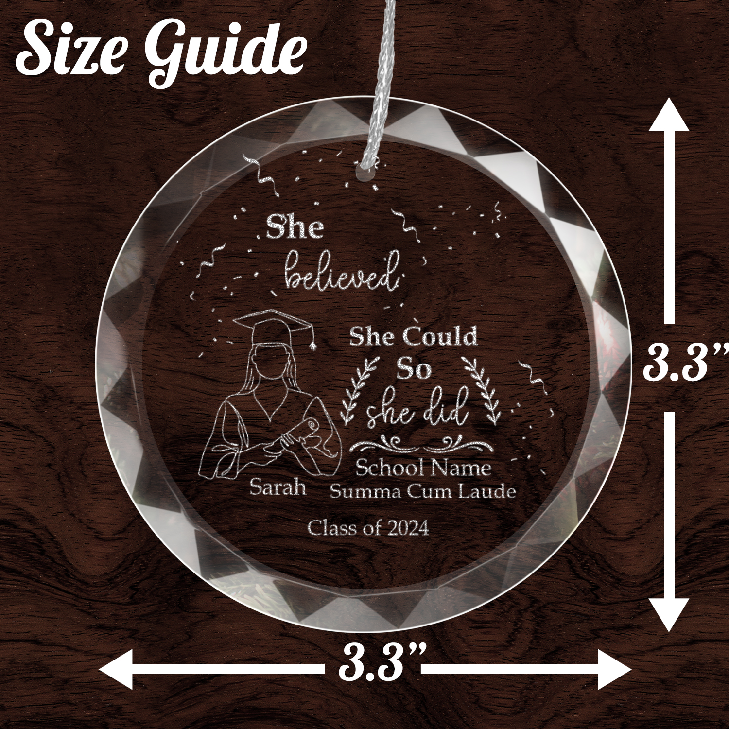 Graduation Glass Engraved Glass Ornament With Gift Box-[Heartfelt Family Gift]
