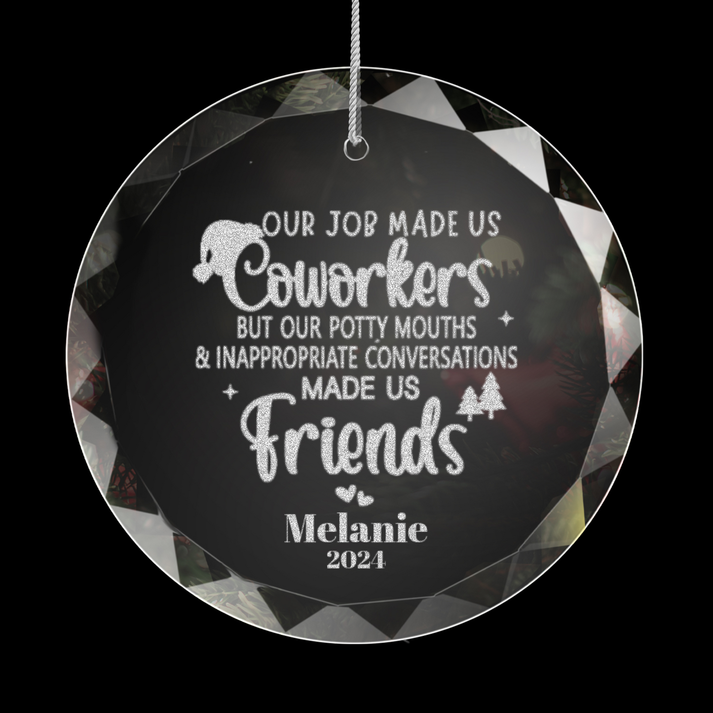 Classic Elegance Round Glass Engraved Premium Ornament With Gift Box-[Heartfelt Family Gift]