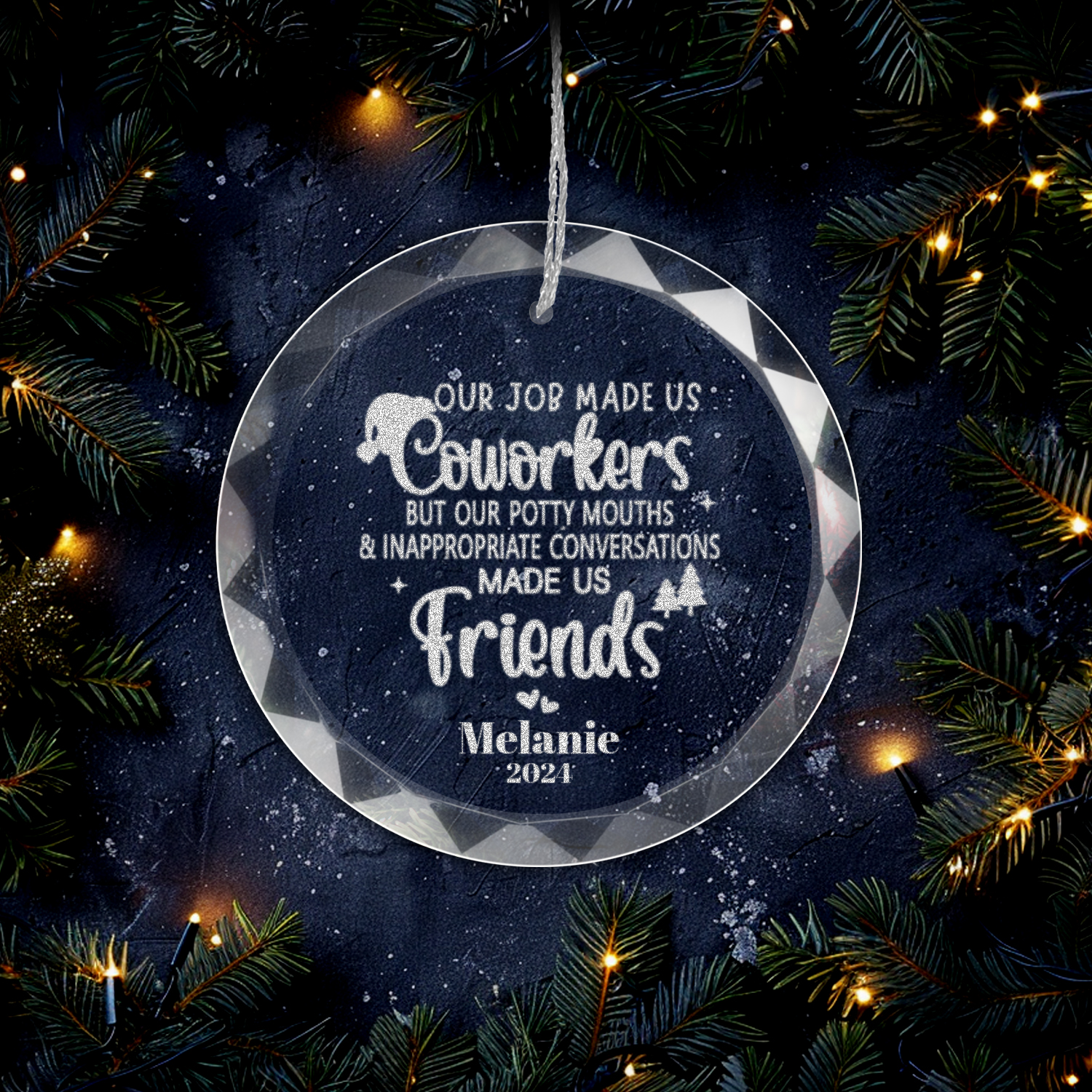 Classic Elegance Round Glass Engraved Premium Ornament With Gift Box-[Heartfelt Family Gift]