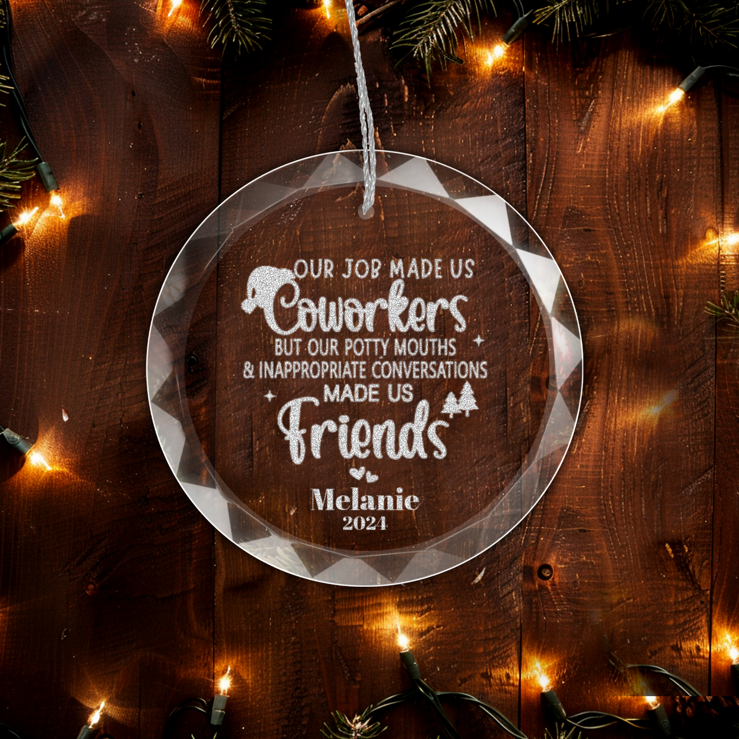 Classic Elegance Round Glass Engraved Premium Ornament With Gift Box-[Heartfelt Family Gift]