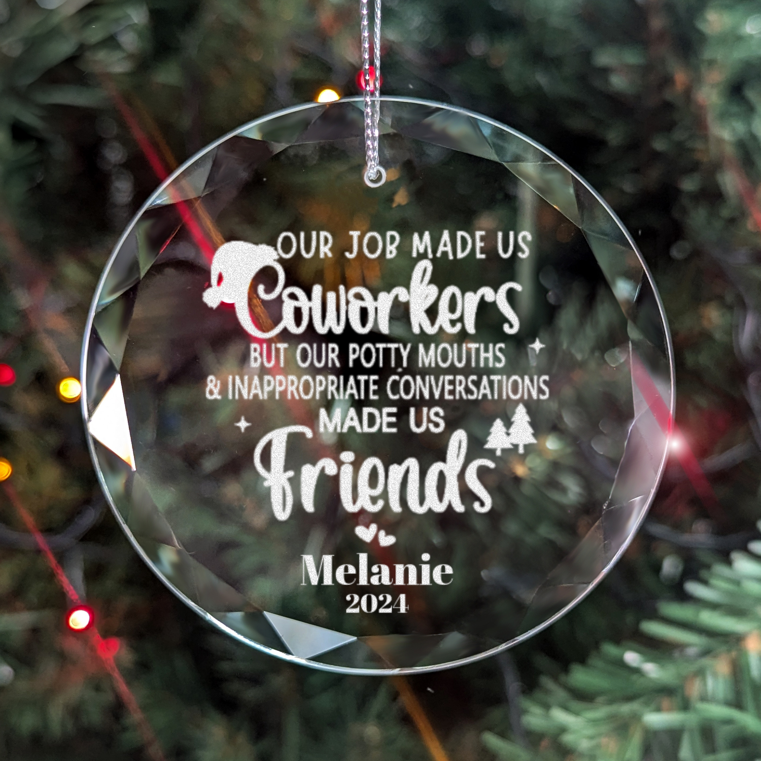 Classic Elegance Round Glass Engraved Premium Ornament With Gift Box-[Heartfelt Family Gift]