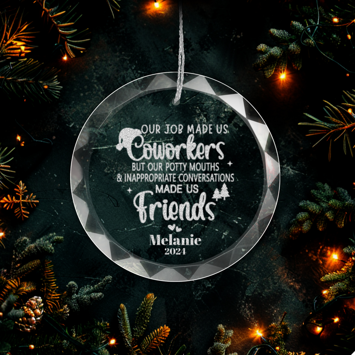 Classic Elegance Round Glass Engraved Premium Ornament With Gift Box-[Heartfelt Family Gift]