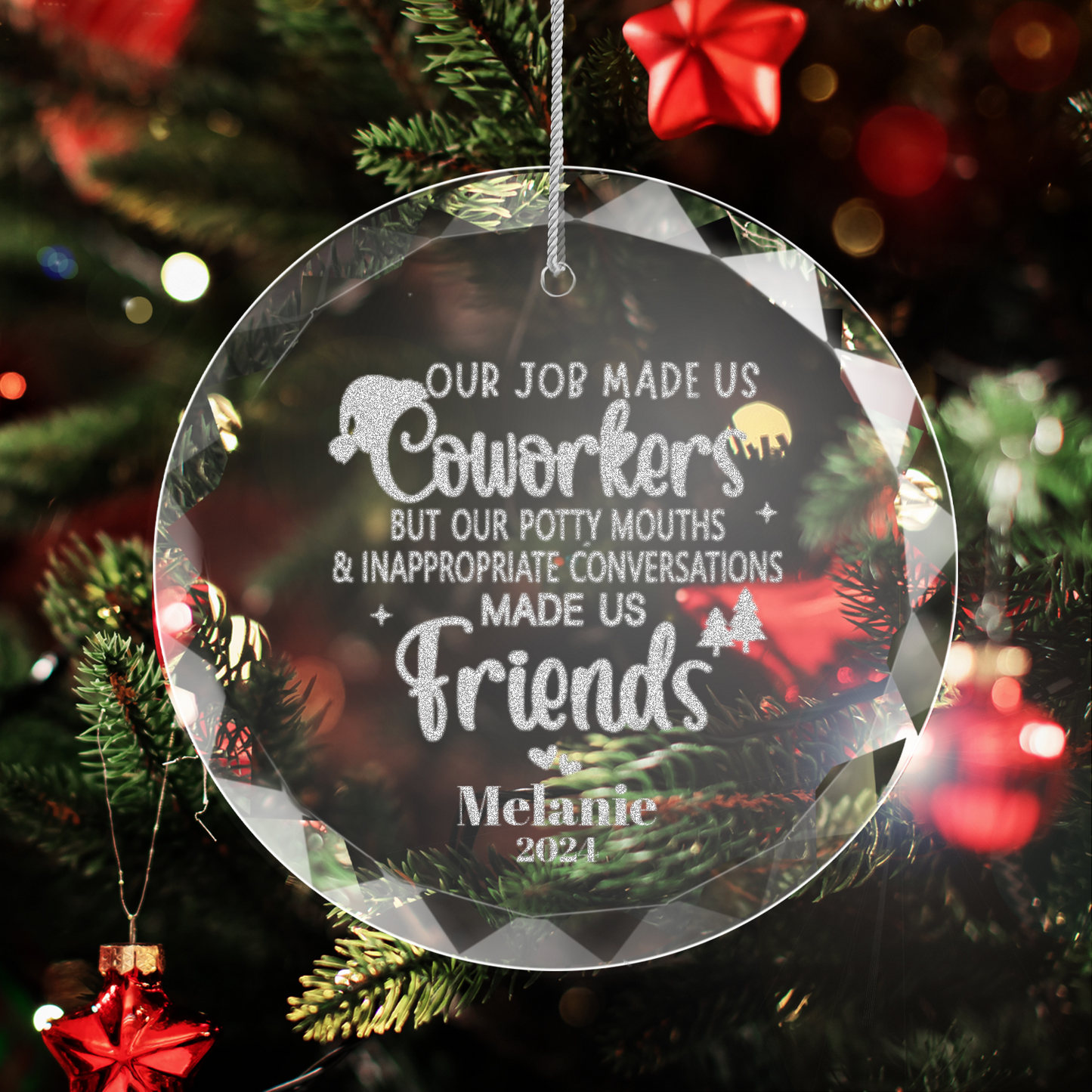 Classic Elegance Round Glass Engraved Premium Ornament With Gift Box-[Heartfelt Family Gift]