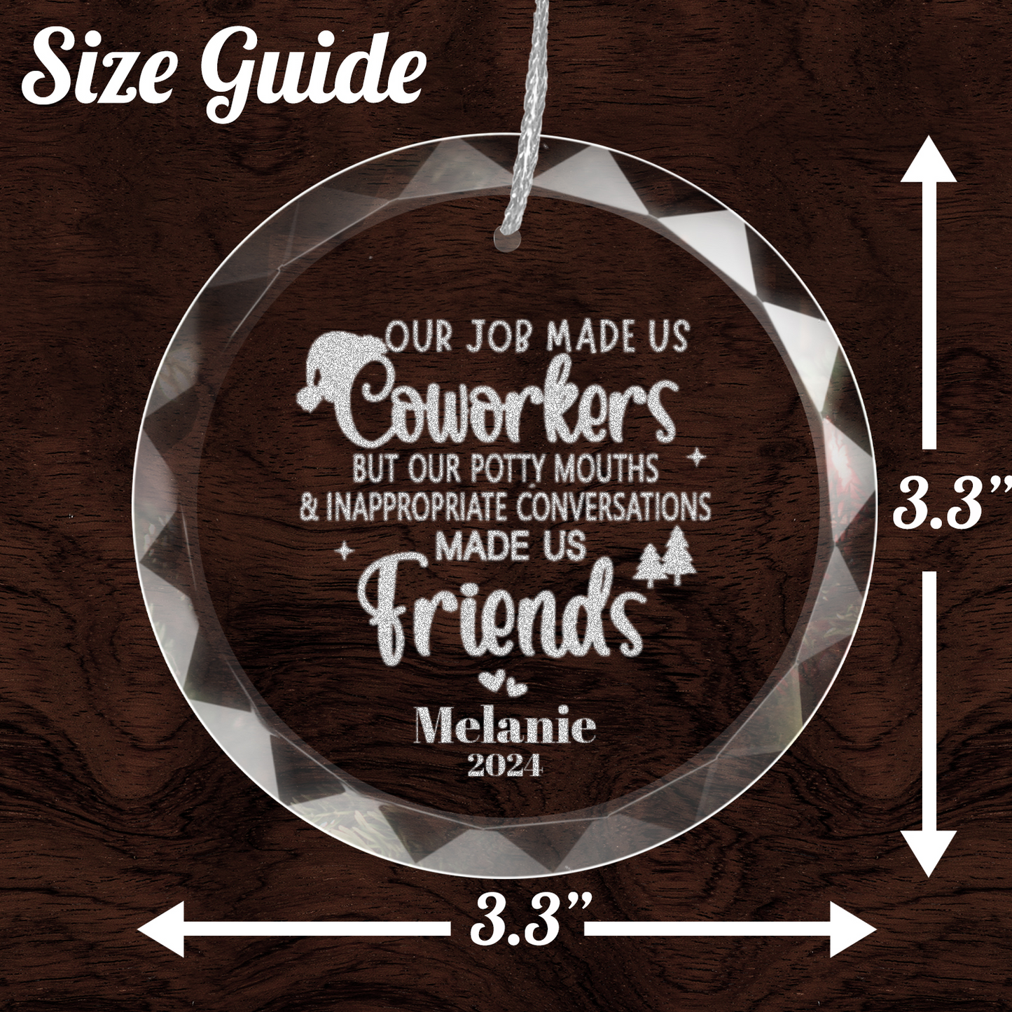 Classic Elegance Round Glass Engraved Premium Ornament With Gift Box-[Heartfelt Family Gift]