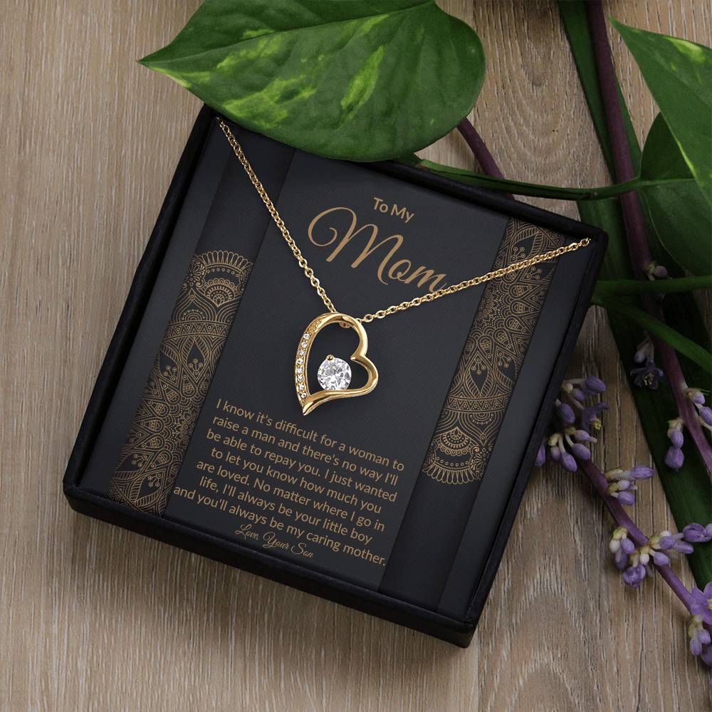 Mom From Son Heart Pendant Necklace Gift-[Heartfelt Family Gift]