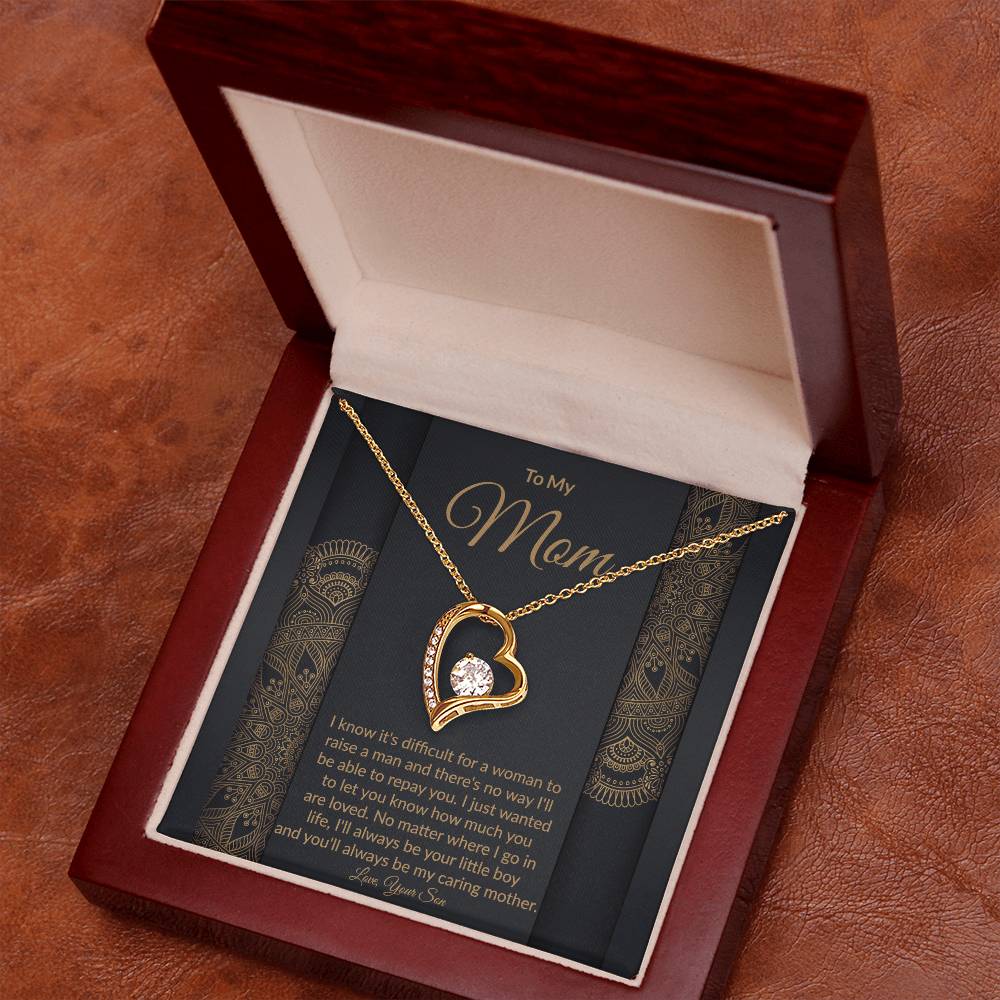 Mom From Son Heart Pendant Necklace Gift-[Heartfelt Family Gift]