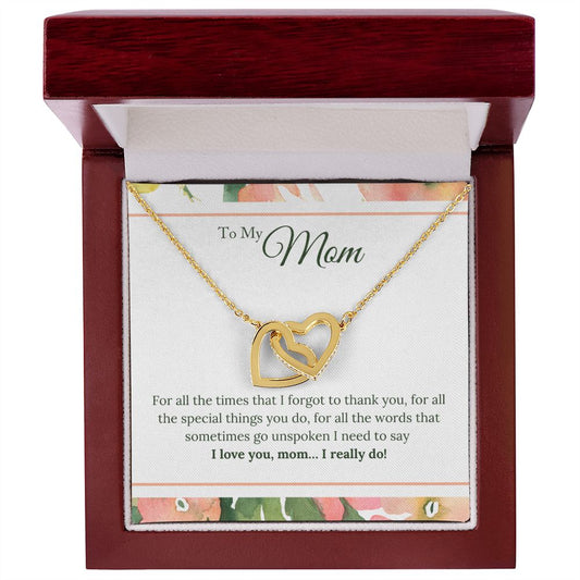 Mom I Love You Interlocking Hearts Necklace-[Heartfelt Family Gift]