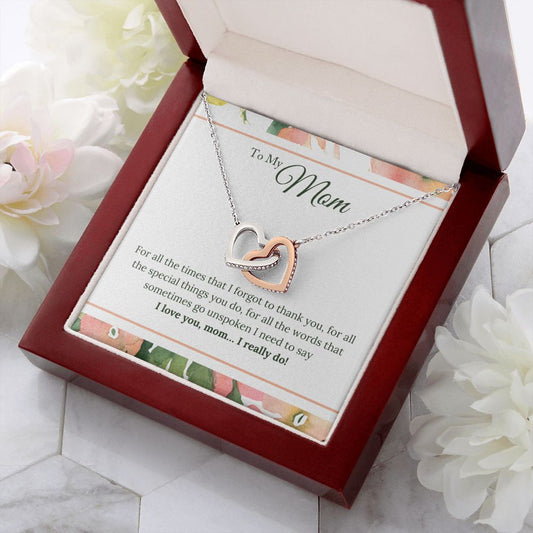 Mom I Love You Interlocking Hearts Necklace-[Heartfelt Family Gift]