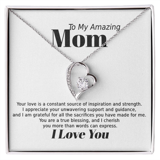 Mom Inspiration and Strength Forever Love Heart Necklace Gift In Gold or Silver-[Heartfelt Family Gift]