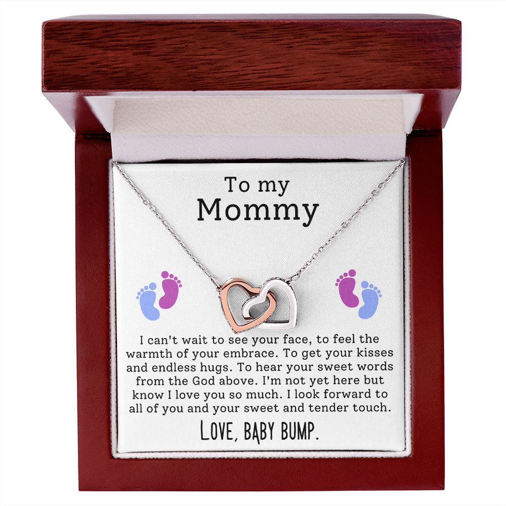 Mom To Be Pregnancy Baby Feet - Interlocking Hearts Necklace-[Heartfelt Family Gift]