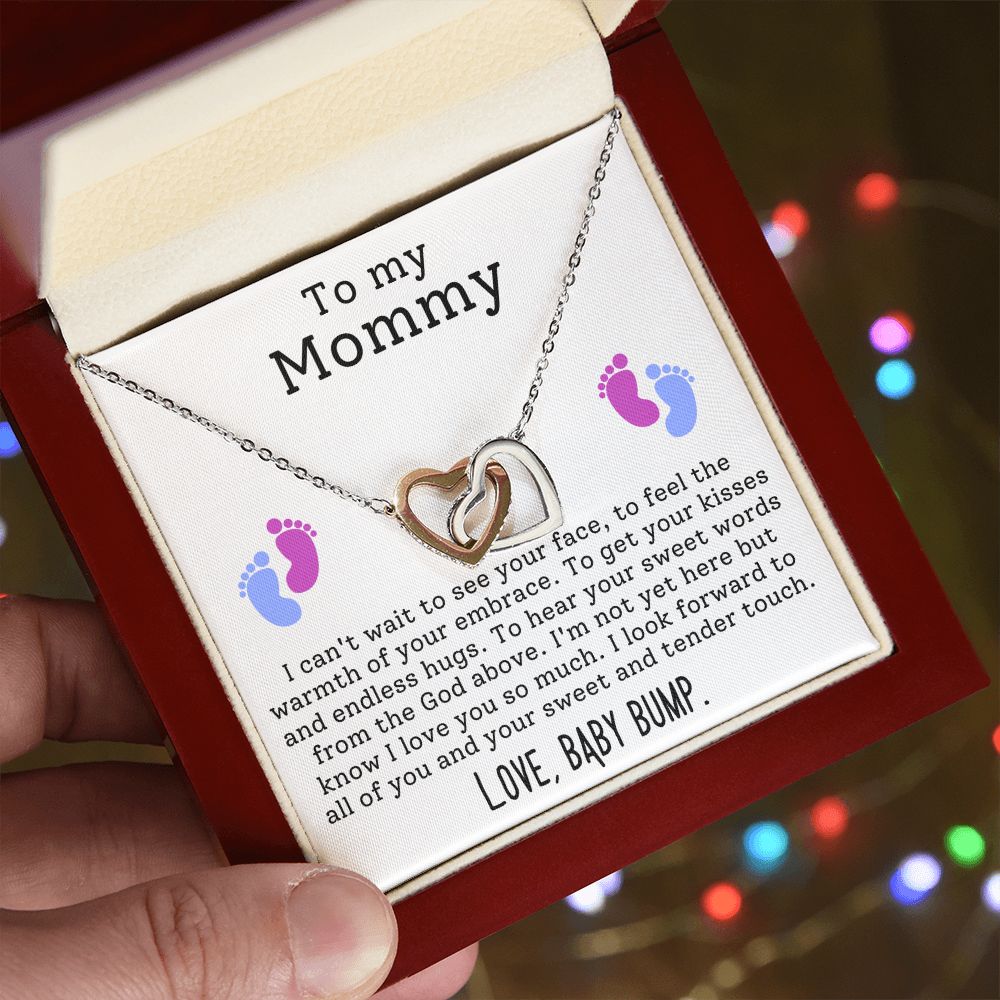 Mom To Be Pregnancy Baby Feet - Interlocking Hearts Necklace-[Heartfelt Family Gift]