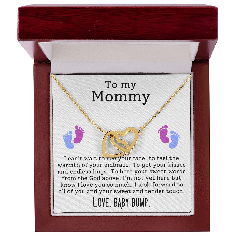 Mom To Be Pregnancy Baby Feet - Interlocking Hearts Necklace-[Heartfelt Family Gift]