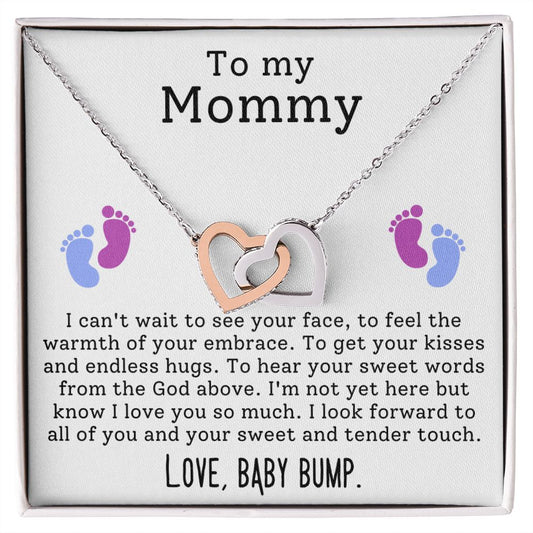 Mom To Be Pregnancy Baby Feet - Interlocking Hearts Necklace-[Heartfelt Family Gift]
