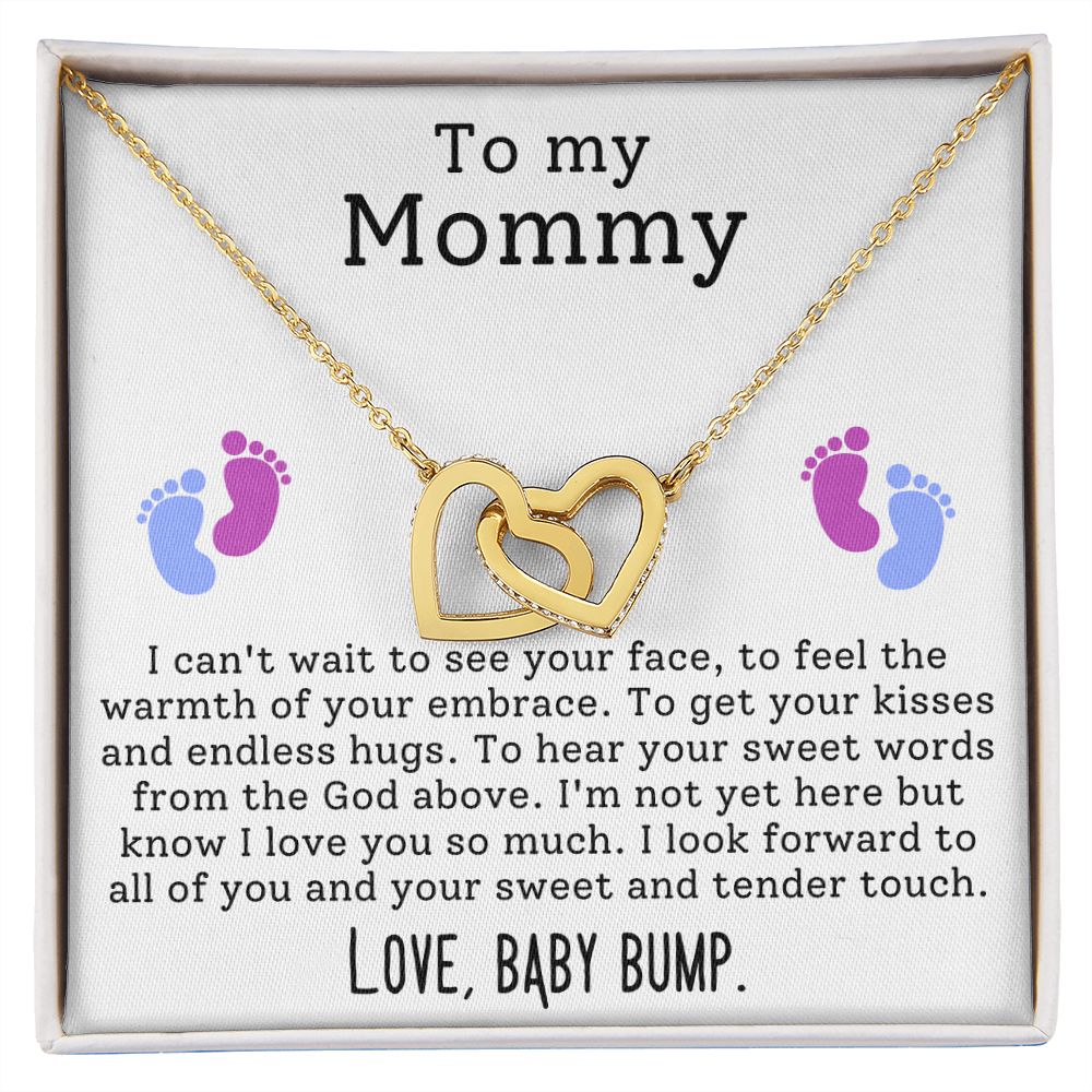 Mom To Be Pregnancy Baby Feet - Interlocking Hearts Necklace-[Heartfelt Family Gift]