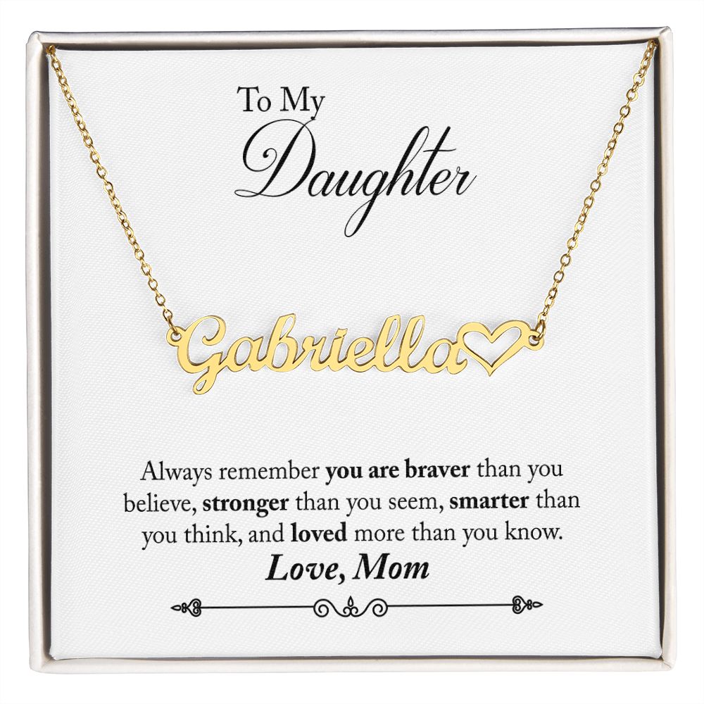 Mom to Daughter Personalized Name Necklace With Heart-[Heartfelt Family Gift]