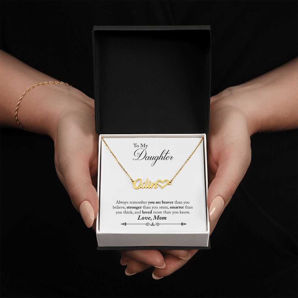 Mom to Daughter Personalized Name Necklace With Heart-[Heartfelt Family Gift]