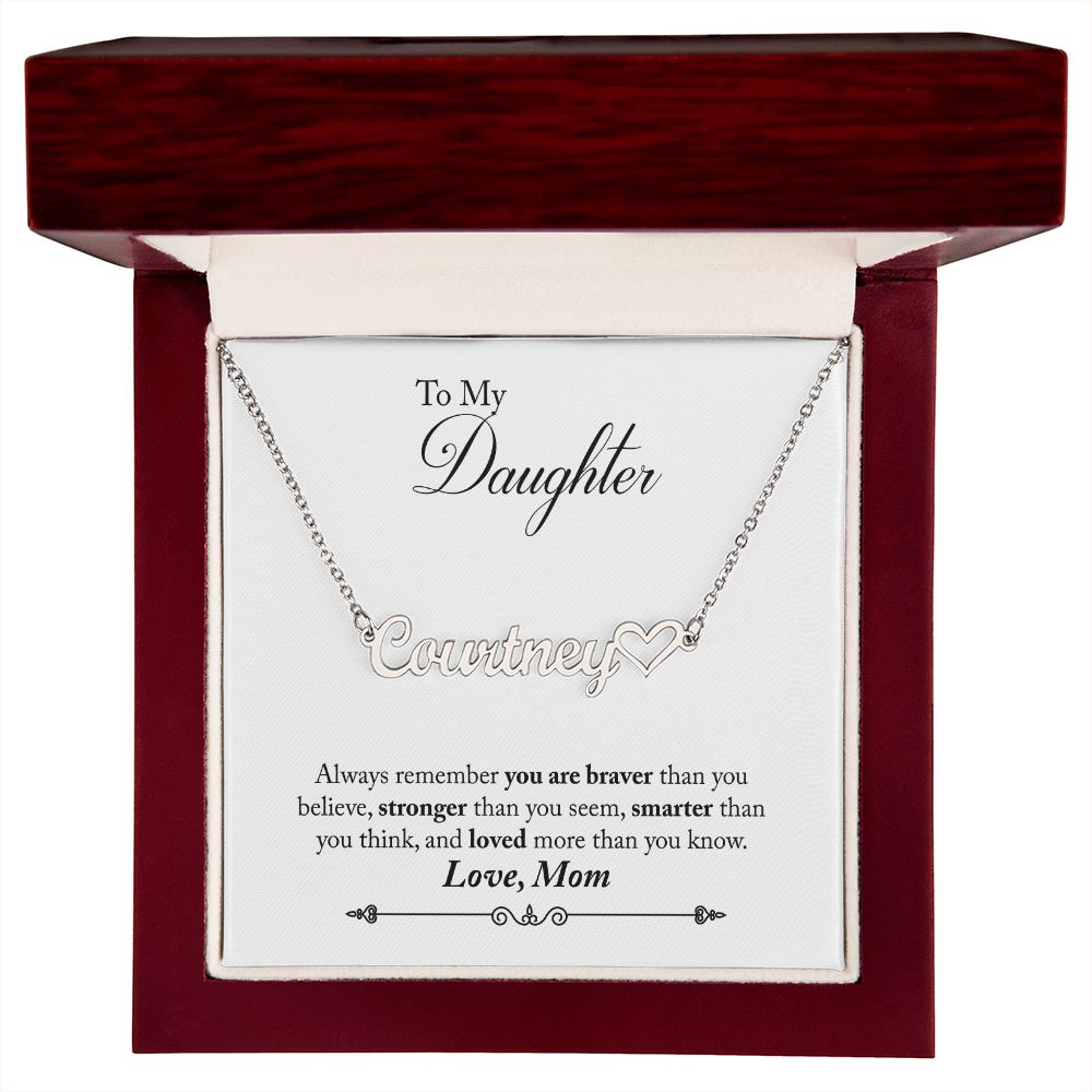 Mom to Daughter Personalized Name Necklace With Heart-[Heartfelt Family Gift]