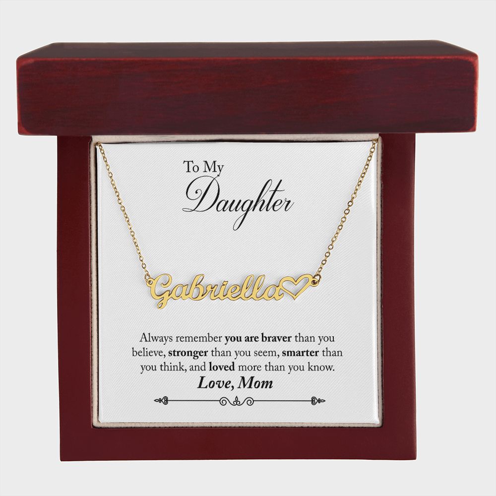 Mom to Daughter Personalized Name Necklace With Heart-[Heartfelt Family Gift]
