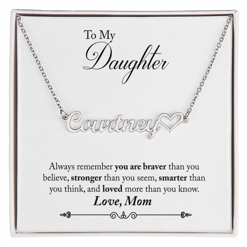 Mom to Daughter Personalized Name Necklace With Heart-[Heartfelt Family Gift]